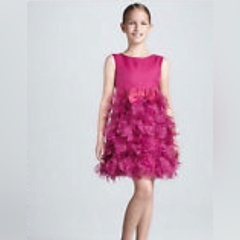 Marchesa for Neiman Marcus x Target Fuchsia Tulle Ruffle Dress Sz 8-10 100% Silk